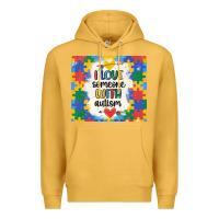 Mustard ı love someone with autism Premium Hoodie - MaliasSmallBusiness