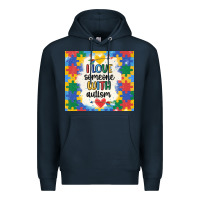 Navy ı love someone with autism Premium Hoodie - MaliasSmallBusiness