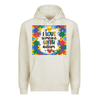 Oatmeal Heather ı love someone with autism Premium Hoodie - MaliasSmallBusiness