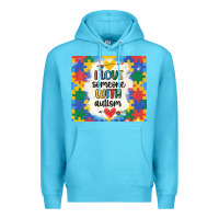 Ocean Blue ı love someone with autism Premium Hoodie - MaliasSmallBusiness