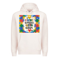 Pale Pink ı love someone with autism Premium Hoodie - MaliasSmallBusiness