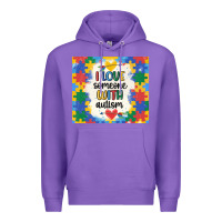 Purple ı love someone with autism Premium Hoodie - MaliasSmallBusiness