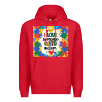 Red ı love someone with autism Premium Hoodie - MaliasSmallBusiness