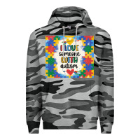 Slate Camo ı love someone with autism Premium Hoodie - MaliasSmallBusiness