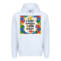 White ı love someone with autism Premium Hoodie - MaliasSmallBusiness