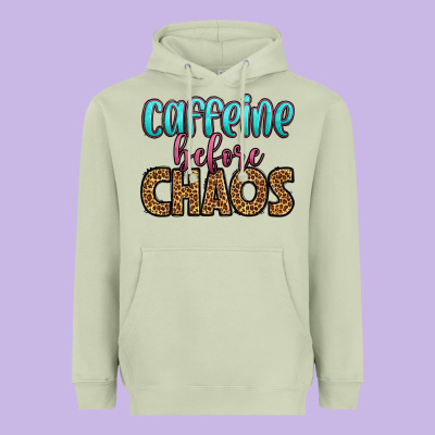 Caffeine Before Chaos Heavyweight Hoodie Designed By Hra Design Shop