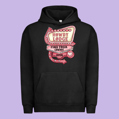Cupids Howdy Lodge Find Your Cowboy Open Urban Hoodie Designed By Maliassmallbusiness