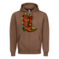 Chestnut christmas western boots with lights Zipper Hoodie - RanaPortraitStore