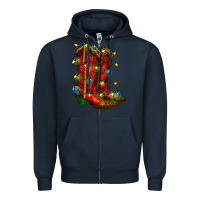 Navy christmas western boots with lights Zipper Hoodie - RanaPortraitStore