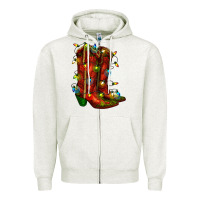 Christmas Western Boots With Lights Zipper Hoodie | Teevron