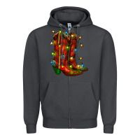 Smoke christmas western boots with lights Zipper Hoodie - RanaPortraitStore
