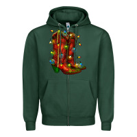 Sports Green christmas western boots with lights Zipper Hoodie - RanaPortraitStore