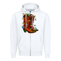 White christmas western boots with lights Zipper Hoodie - RanaPortraitStore
