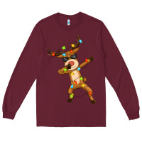 Burgundy dabbing deer Long Sleeve Tee - Zillion Design Studio