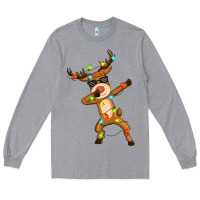 Heather Grey dabbing deer Long Sleeve Tee - Zillion Design Studio