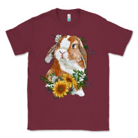 Burgundy bunny with sunflowers Classic Tee - RanaPortraitStore