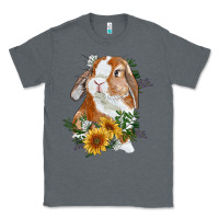 Charcoal Heather bunny with sunflowers Classic Tee - RanaPortraitStore