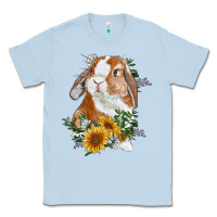 Dusty Blue bunny with sunflowers Classic Tee - RanaPortraitStore