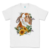 White bunny with sunflowers Classic Tee - RanaPortraitStore