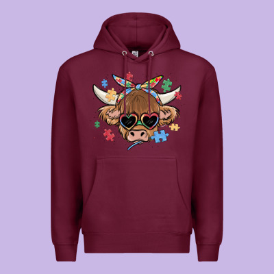 Autism Awareness Cow Premium Hoodie Designed By Maliassmallbusiness