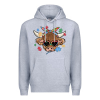 Heather Grey autism awareness cow Premium Hoodie - MaliasSmallBusiness