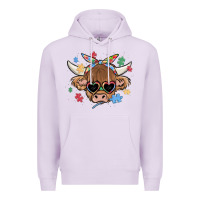 Lilac autism awareness cow Premium Hoodie - MaliasSmallBusiness