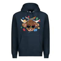Navy autism awareness cow Premium Hoodie - MaliasSmallBusiness