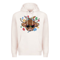 Pale Pink autism awareness cow Premium Hoodie - MaliasSmallBusiness