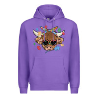 Purple autism awareness cow Premium Hoodie - MaliasSmallBusiness