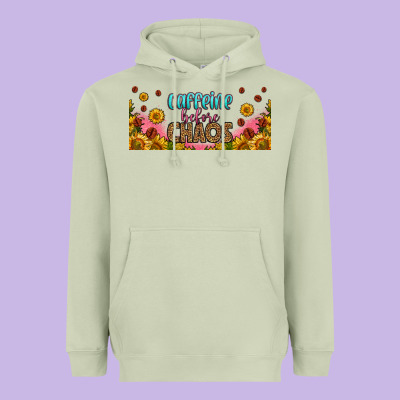 Caffeine Before Chaos 16oz Libbey Cup Heavyweight Hoodie Designed By Hra Design Shop