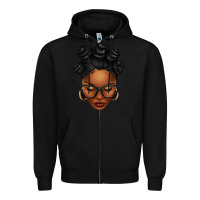 Black afro woman with bantu knots Zipper Hoodie - texasbilliewilder