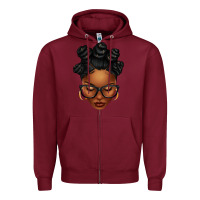 Burgundy afro woman with bantu knots Zipper Hoodie - texasbilliewilder