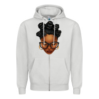 Dove Grey afro woman with bantu knots Zipper Hoodie - texasbilliewilder