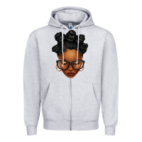 Heather Grey afro woman with bantu knots Zipper Hoodie - texasbilliewilder