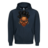 Navy afro woman with bantu knots Zipper Hoodie - texasbilliewilder