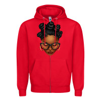 Red afro woman with bantu knots Zipper Hoodie - texasbilliewilder