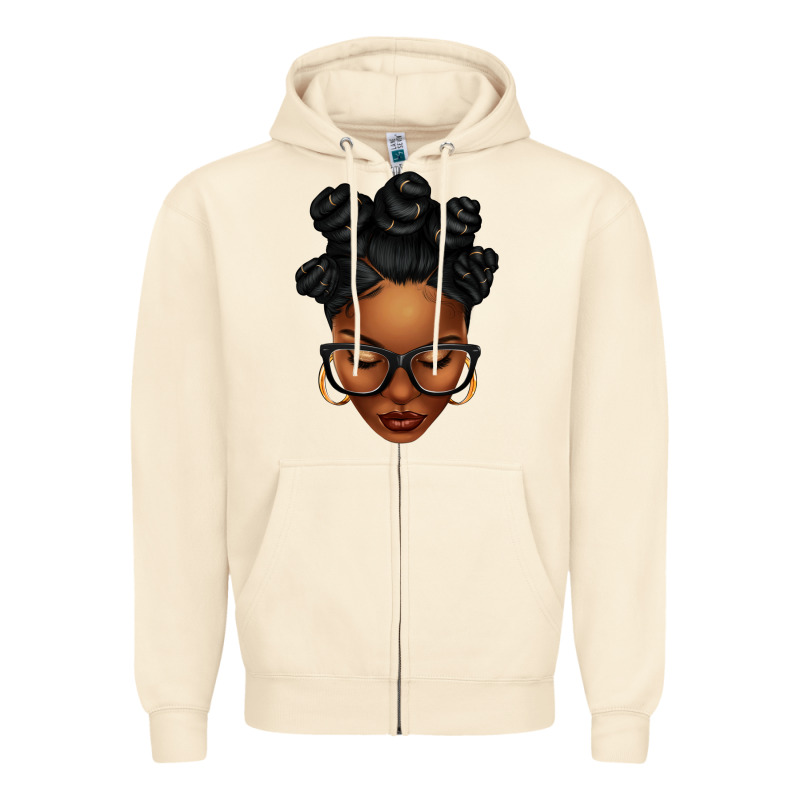 Afro Woman With Bantu Knots Zipper Hoodie by texasbilliewilder | Teevron