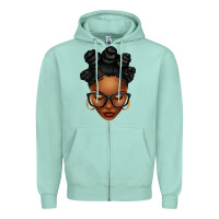 Seafoam afro woman with bantu knots Zipper Hoodie - texasbilliewilder