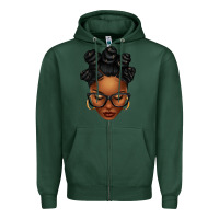 Sports Green afro woman with bantu knots Zipper Hoodie - texasbilliewilder