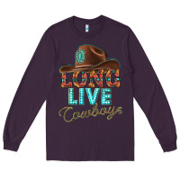 Plum long live cowboys Long Sleeve Tee - texasbilliewilder
