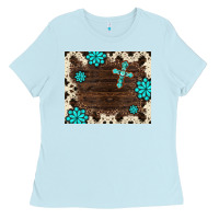 Baby Blue gemstone cross mousepad Ladies Tee - BarkalooDesign