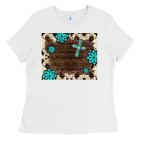White gemstone cross mousepad Ladies Tee - BarkalooDesign