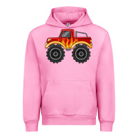 Fuchsia Pink monster truck with flames Urban Hoodie - MaliasSmallBusiness