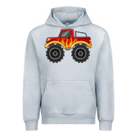 Heather Grey monster truck with flames Urban Hoodie - MaliasSmallBusiness