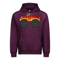 Mauve Wine monster truck with flames Urban Hoodie - MaliasSmallBusiness