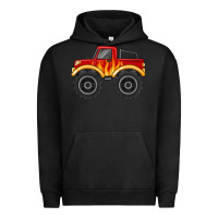 Pigment Black monster truck with flames Urban Hoodie - MaliasSmallBusiness