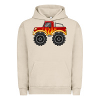 Pigment French Oak monster truck with flames Urban Hoodie - MaliasSmallBusiness