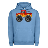 Pigment Pebble Blue monster truck with flames Urban Hoodie - MaliasSmallBusiness