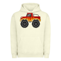 Pigment Pistachio monster truck with flames Urban Hoodie - MaliasSmallBusiness