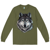 Army Green Wolf Long Sleeve Tee - RanaPortraitStore